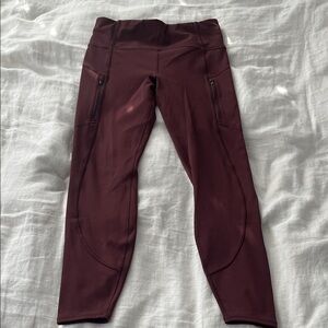 Athleta Burgundy High-Waisted Leggings